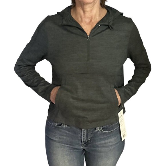 Layer8 Warm Up Hoodie Women's lightweight gray 1/2 zip kangaroo pocket Small - Picture 1 of 16